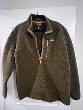 Men s PATAGONIA Green Worn Wear 1/2 Zip Deep Pile Fleece Pullover Jacket XL