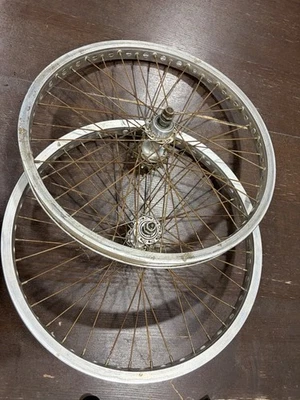 1980”s mongoose pro class BMX Chrome Wheel Set, Suzue Sealed Bearing Hubs - Image 1 of 4