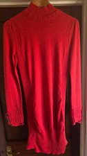 Karen Millen Wool Blend Sweater Dress Size 3 (12 UK) Rust Red Knit Bodycon