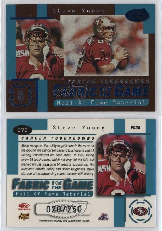 1999 Leaf Certified Fabric of the Game 20/250 Steve Young #FG30 HOF 8w9 ...