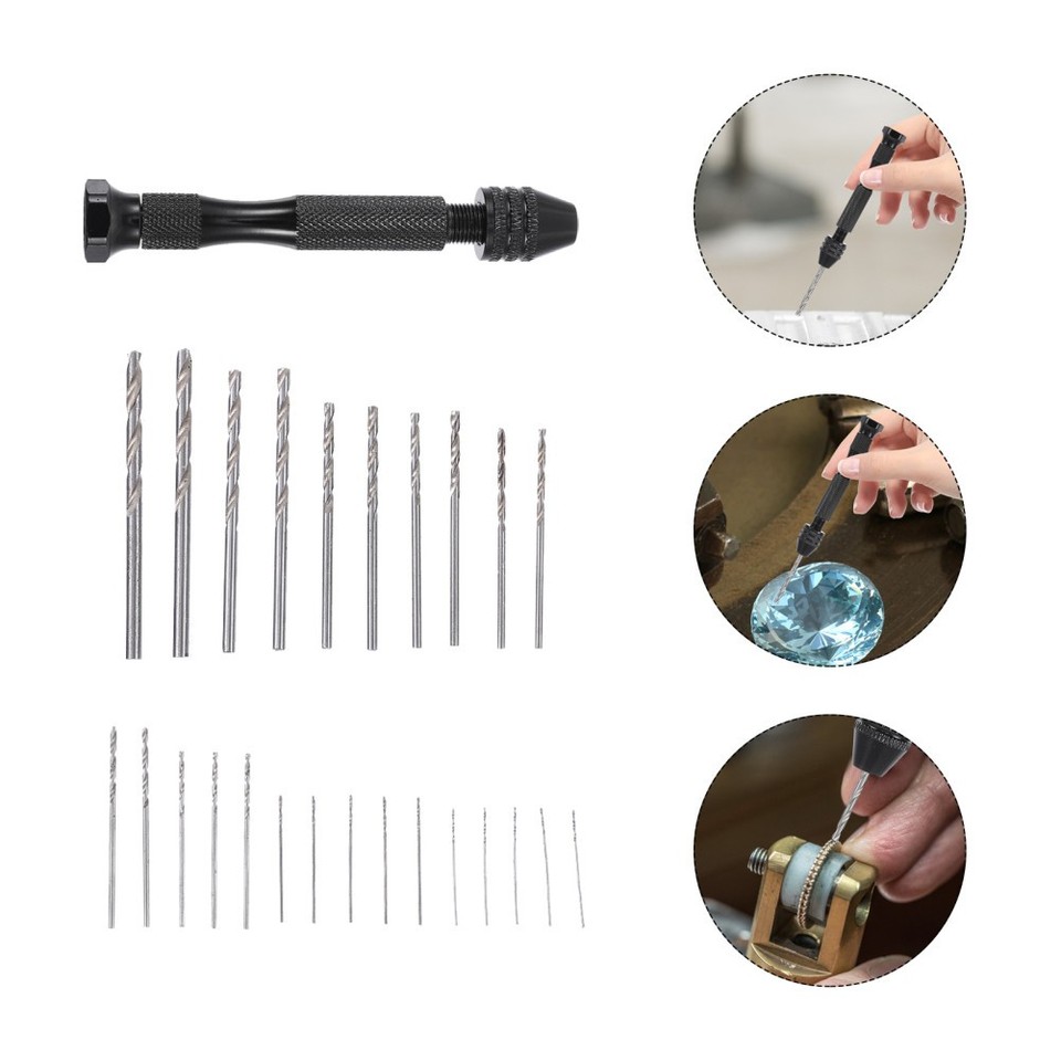 1 Set Pin Vise Hand Drill Bits Set Mini Hand Drill Bit Set Practical ...
