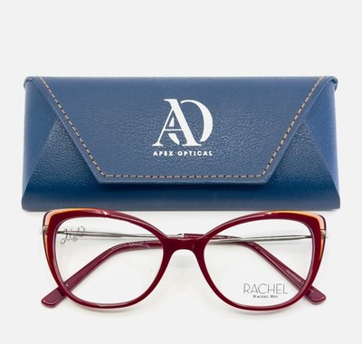 RACHEL ROY SOULFUL SANGRIA Red Silver Womens Cat Eye Eyeglasses 51-17-140 B:39