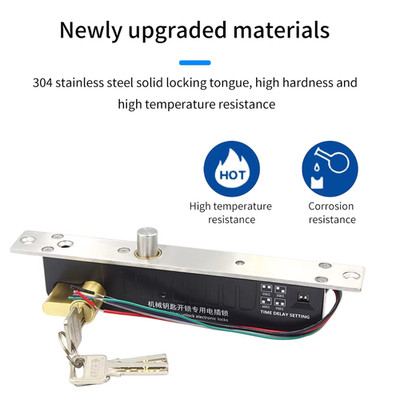 Fail Secure 12V Electric Drop Bolt Lock Manual Key Unlock Cylinder Normally Open