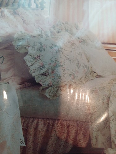 Ralph Lauren Twin Flat Sheet Cream Floral Rose Wisteria Blue Ribbon Vines Vintag - Picture 6 of 13