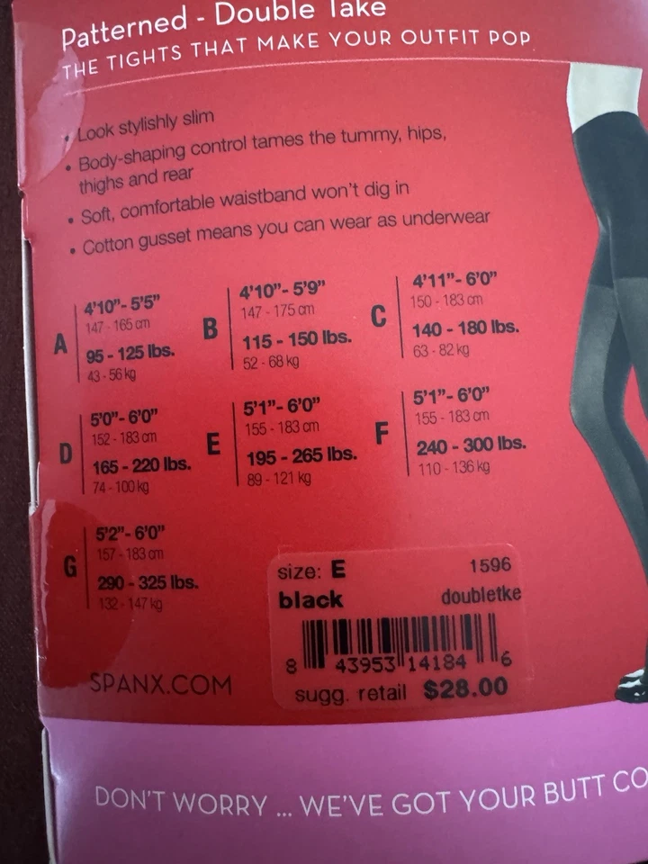 2 New Spanx Tight End Tights Bodying Shaping Black Size E (5'1"-6' 195-265lbs) - Image 4 of 4