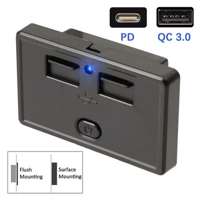 12V-24V USB PD Type-C QC3.0 Car Boat RV Charger Socket LED Power Outlet Adapter
