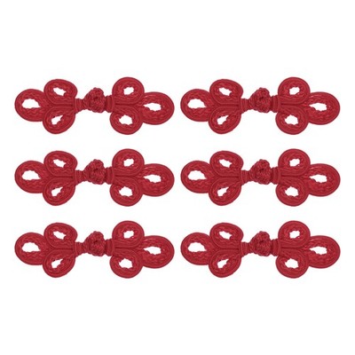 6 Pairs Chinese Knots Frog Buttons Closure Purplish Red Sewing Buttons Fasteners