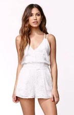 Kendall & Kylie Strappy White Lace Knit Eyelet Summer Romper M Medium