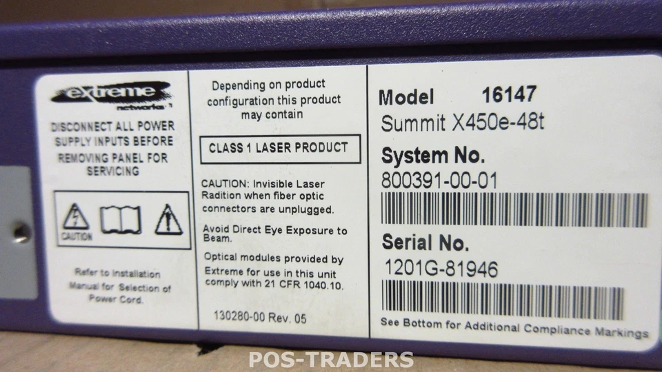 Extreme Networks X450e-48T 16147 Summit 48-Ports Layer 3 GIGABIT Switch XGM2 - Image 4 of 4