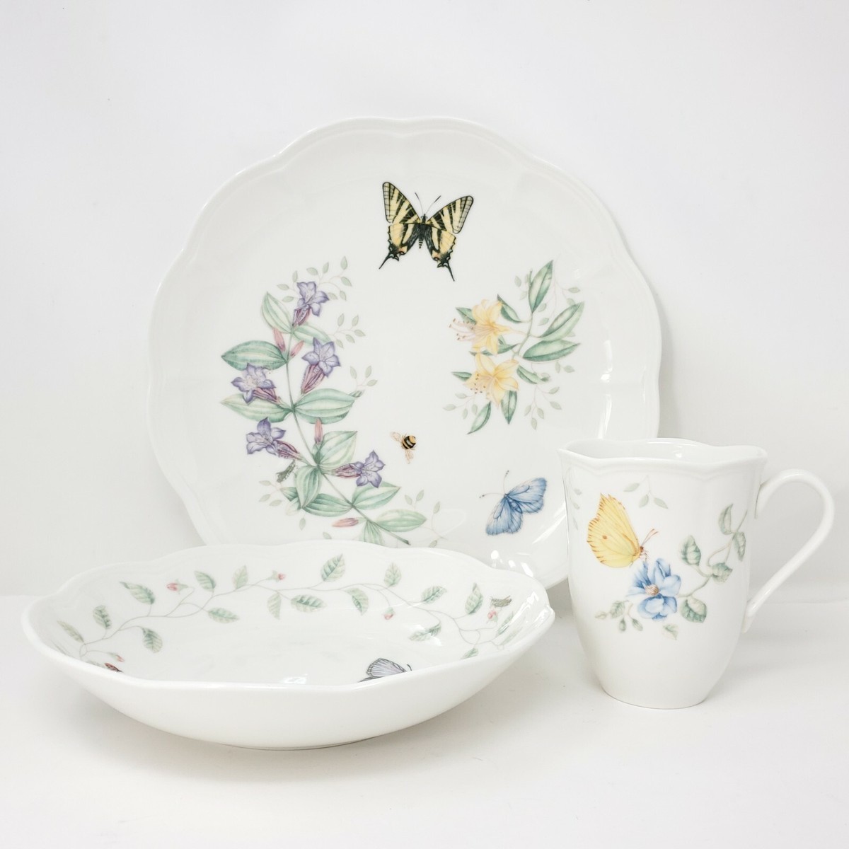 Lenox Butterfly Meadow Blue Porcelain Dinnerware, Set of pc