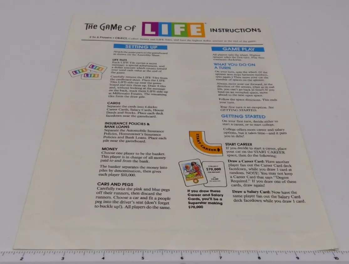 The Game Of Life 1991 Replacement Instructions