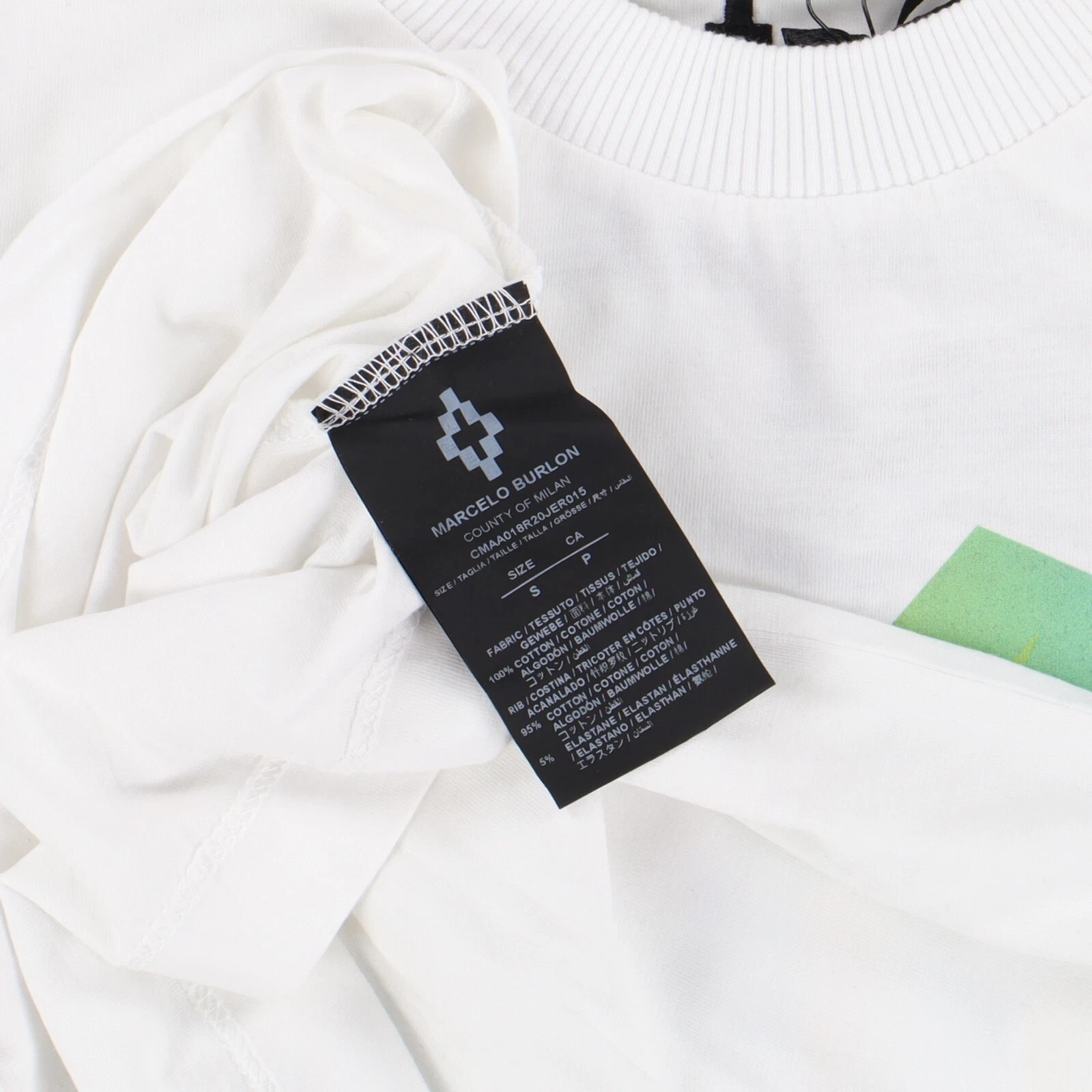 T Shirt Marcelo Burlon Bianca Arcobaleno Contea di Milano Logo Taglia S SS20 $320