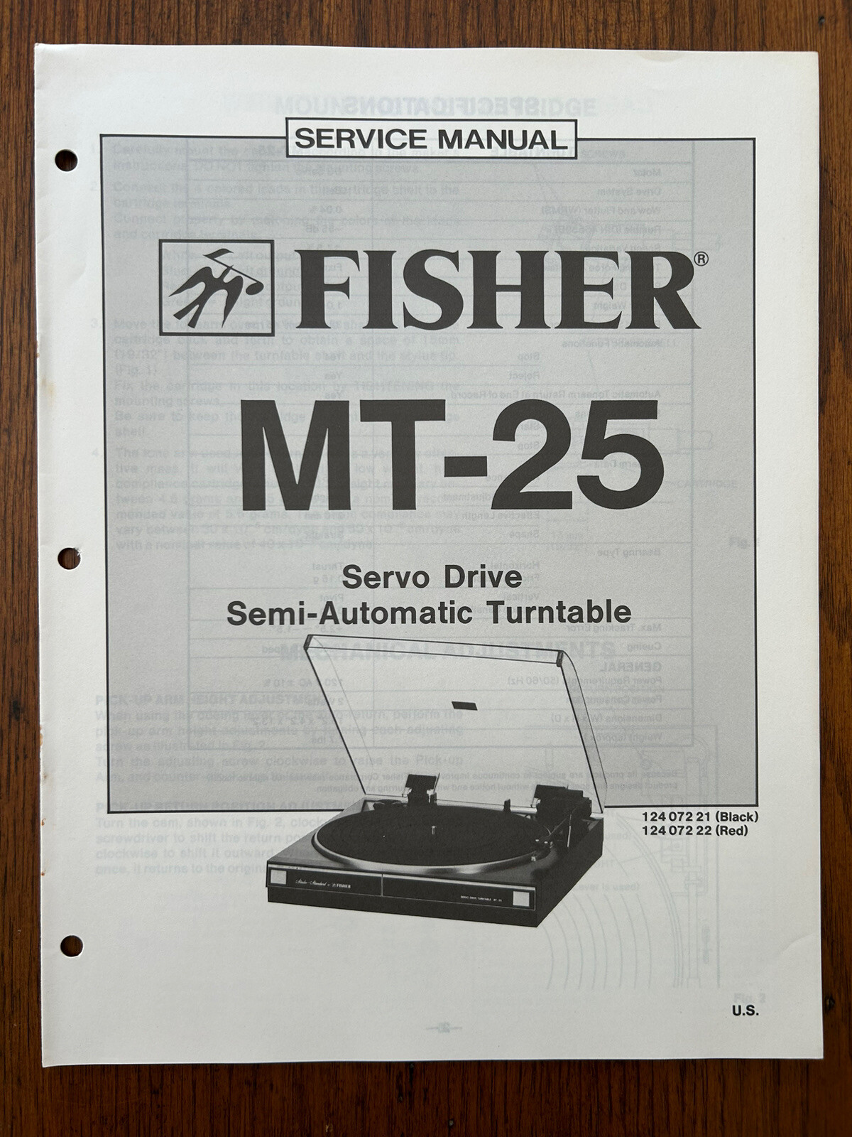 Fisher MT-25 Semi Auto Turntable Service Manual OEM Vintage Repair Guide