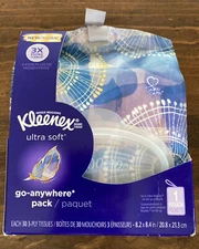 Kleenex Ultra Soft Go Anywhere Pack Facial Tissues 30 3-Ply Tissues Per Pack NEW