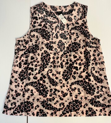 TALBOT'S Sleeveless Blouse Women s  Large Petite Pink And Black NWT