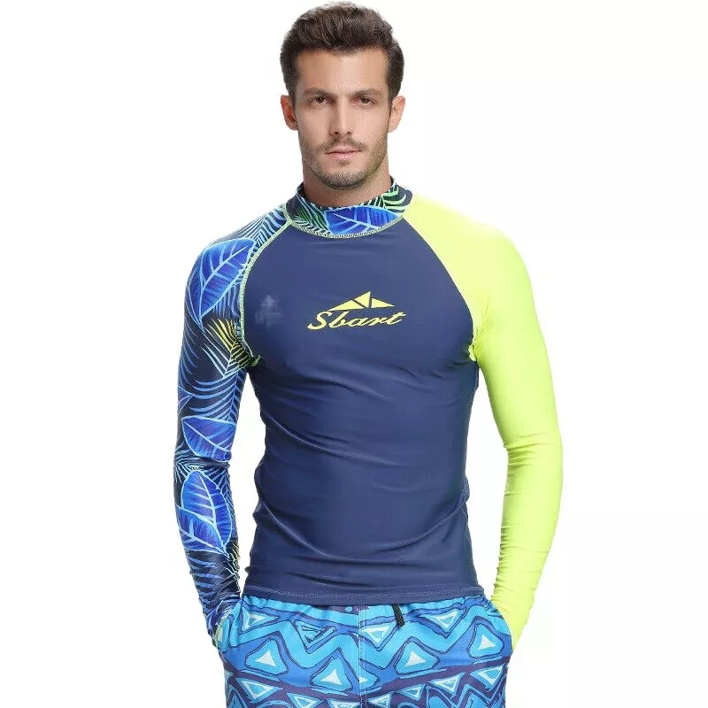 Men Long Sleeve Rash Guard Swimsuit Swim Shirts Swimwear UPF50+ Surfing  Shirts