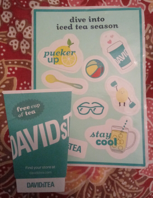 Gratis Cup Of Davids Tea Coupons USA Stores Only No Expire Logo Sticker Sheet