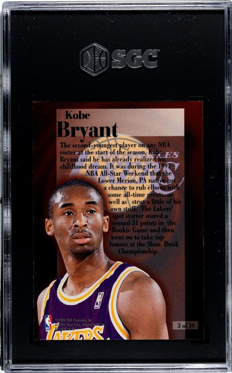 Kobe Bryant 1997-98 Fleer Rookie Rewind Card #3- SGC Graded