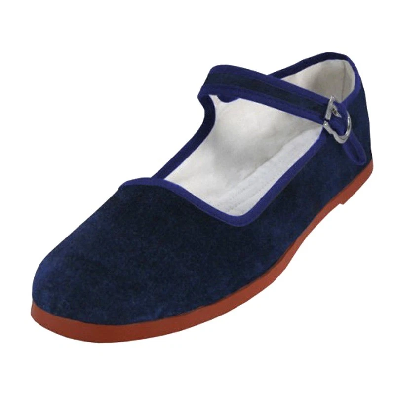 Women s Chinese Classic Mary Jane Velvet Shoes in Navy Blue Sizes 35 41 New