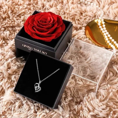 Rose necklace Valentine's Day gift for women, mother, girlfriend forever - Picture 4 of 6