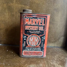 EARLY 1950s Vintage Marvel Mystery Oil 1 Quart Can Emerol Mfg Co Empty Original
