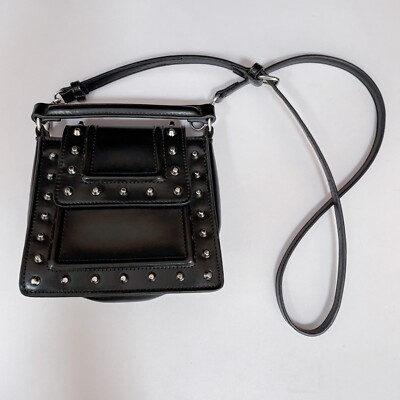Zara Studded Crossbody Mini City Bag Black