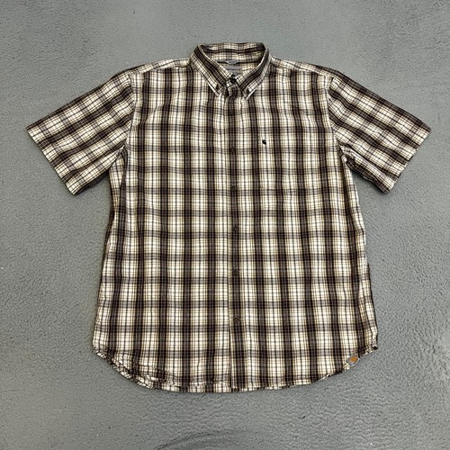 Carhartt Shirt Mens Size XL Plaid Short Sleeve Button Up Relaxed Fit