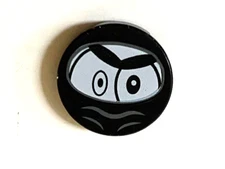 Lego Parts: 2x2 Printed Ninja Face Tile Plate, Part # 14769, Black
