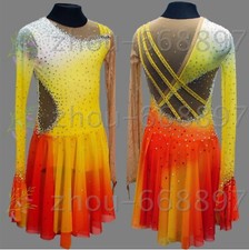 Competition Figure Skating Dress Girls Ice Skating Dresses Custom yellow dyeing