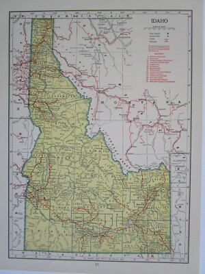 1942 ID EISENBAHN Karte NEZ PER & IDAHO RR ~oder~ IL Karte PADUCAH & ILLINOIS RR