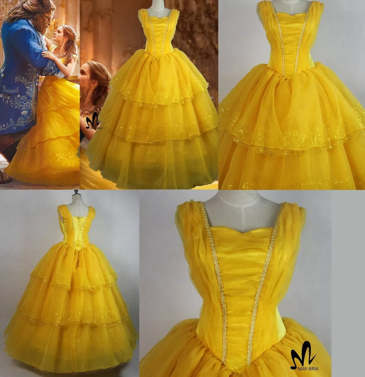 DISNEY LA BELLA E LA BESTIA MOVIE EMMA BELLE COSTUME VESTITO CARNEVALE  COSPLAY