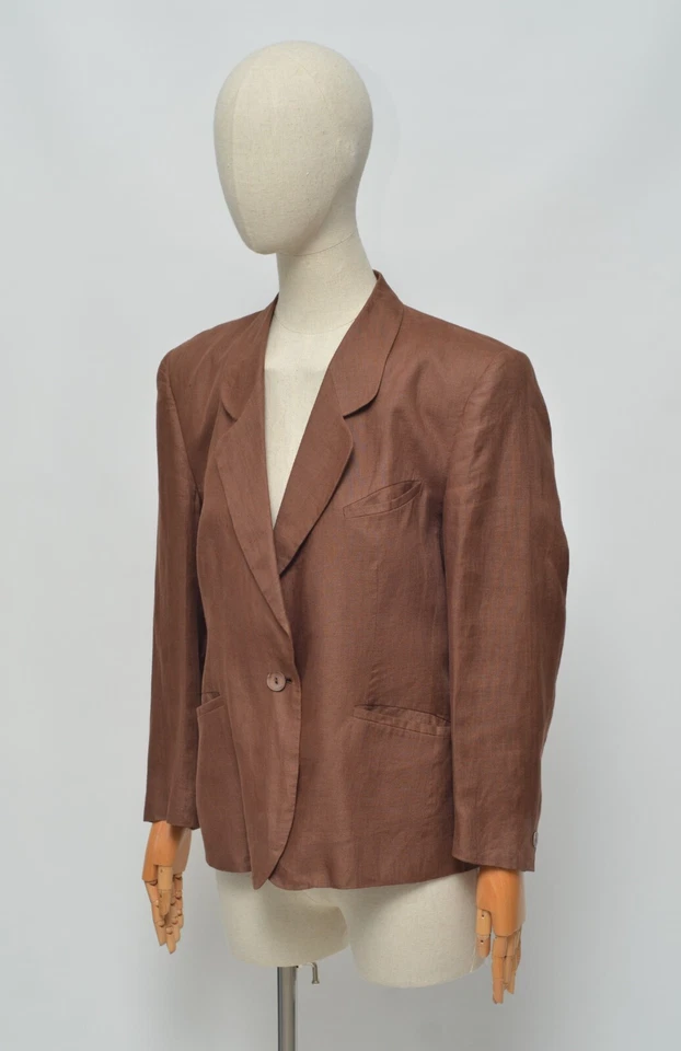 Traje Blazer + Falda Burberry's Prorsum Vintage Marrón Lino Talla 48 Hecho en Italia Foto 2 de 4
