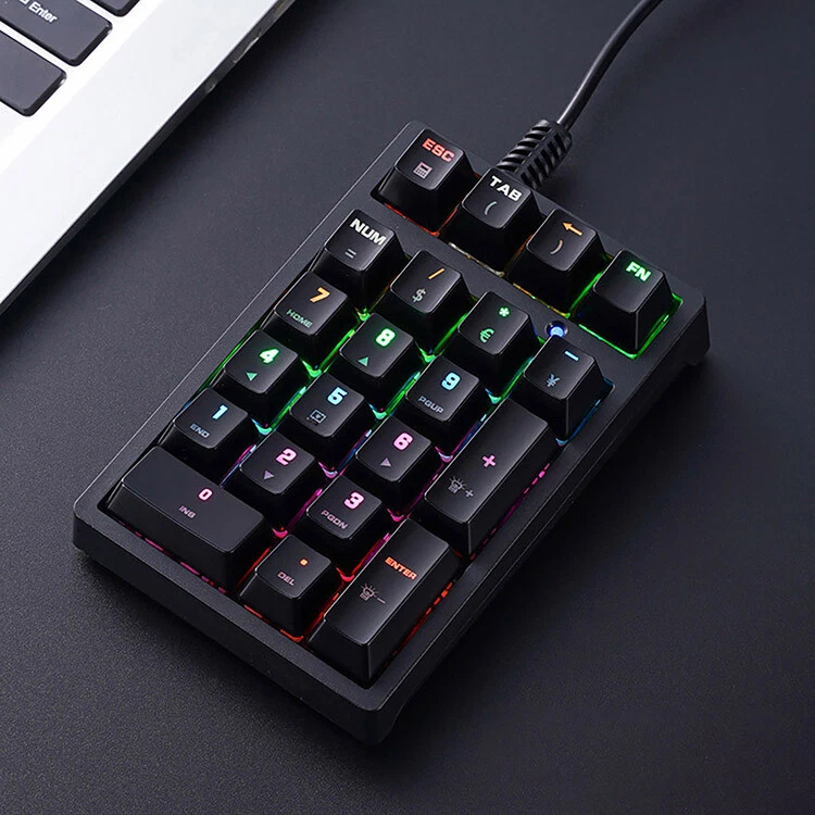 Compact Mechanical Numeric Keypad with Blue Switches for Laptops and External Devices