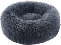 Hundebett Rund Flauschig Waschbar Ultra Weich PlüSch 40 Cm Dunkelgrau FüR Hunde