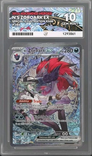 Pokémon TCG N's Zoroark Ascended Heroes SIR ACE 10 GEM MINT GREAT SUB GRADE