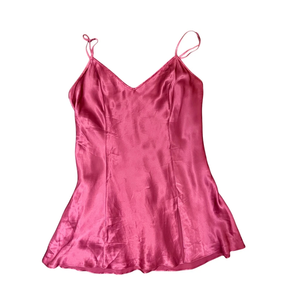 Vestido sin Mangas Victoria's Secret Y2K 100% Seda Magenta Mini Camisón Talla M Foto 2 de 4