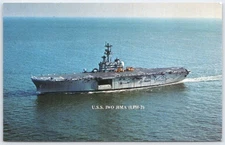 Vintage USS Iwo Jima (LPH-2) Naval Ship Postcard Puget Sound 1961