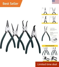 7" Circlip Pliers Kit - 4 Pieces with Straight and Angled Jaws for Professionals