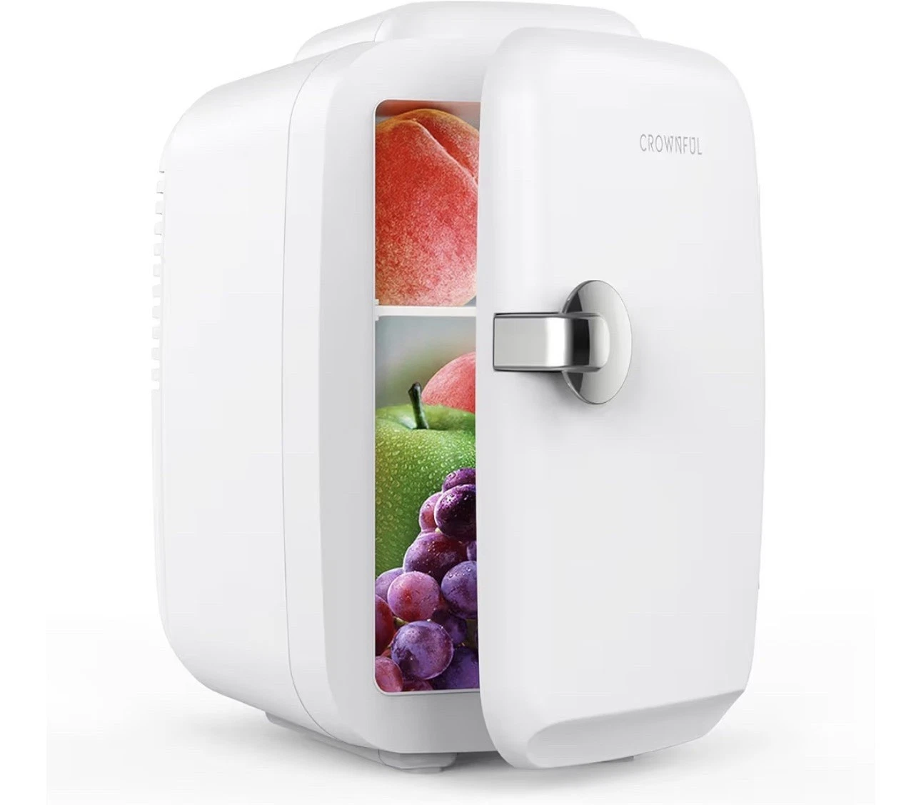 CROWNFUL Mini Fridge, 4 Liter/6 Can Portable Cooler, Cosmetics, Beverage, White