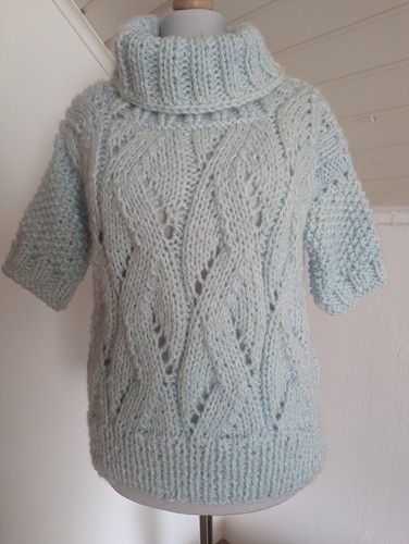 HANDMADE UNIKAT PULLOVER MIT ROLLKRAGEN SELBSTGESTRICKT  KUSCHELIG GR. 40/42 NEU - Bild 2 von 4