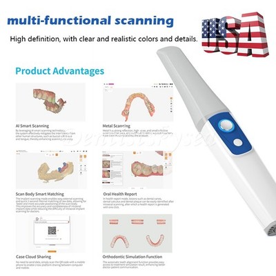 Dental Intra-oral 3D Scanner +4 Tips AI 3D Scanner with Free Software