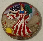 U.S. Mint Toned Colorized 2001 American Silver Eagle 1 Troy Oz .999 Fine Silver
