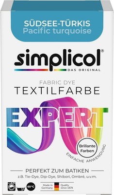 simplicol Textilfarbe expert Südsee Türkis Puder 150g Batiken DIY Farbpulver