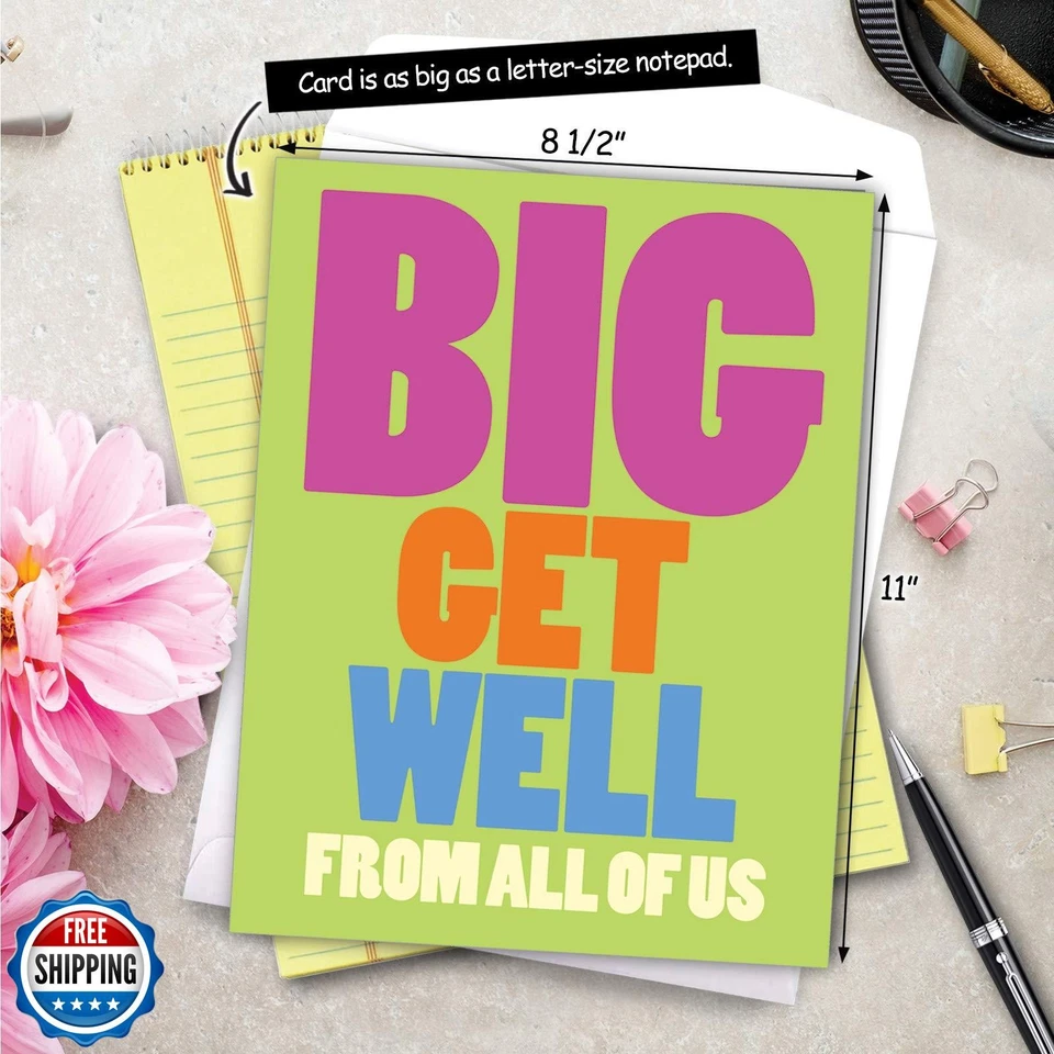 NobleWorks - Jumbo Get Well Greeting Card (8.5 x 11 Inch) - Beautiful Feel Be - Image 4 of 4