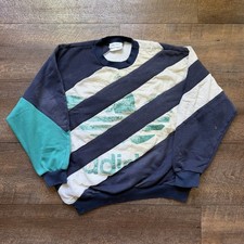 Vintage 1980s Mens M Adidas Overlapped Trefoil Faded Distressed Rare Sweatshirt