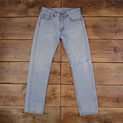 Levis 505 Jeans 30x32 Herren Blau Regular Straight Light Stonewash Denim