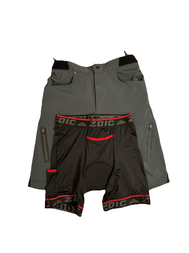 ZOIC Men's ETHER Mountain Bike Shorts 12" Inseam with Liner Coal Gray MED Shorts - Image 4 of 4