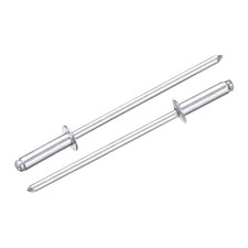 50Pcs 3/32"x3/8" Aluminum Open-End Dome-Head Blind Rivets, Silver