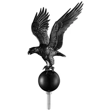 Black Flagpole Eagle Topper Finial Ornament for Telescopic Pole Yard Outdoor 14"
