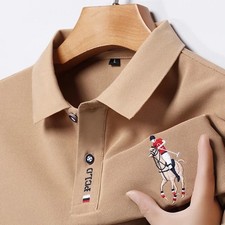 Mens Polo Shirt Embroidered Soft Casual Summer Breathable Short Sleeve Comfort T